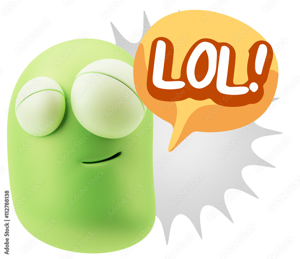 3d Illustration Laughing Character Emoji Expression saying Lol w 3d Illustration Laughing Character Emoji Expression saying Lol w
