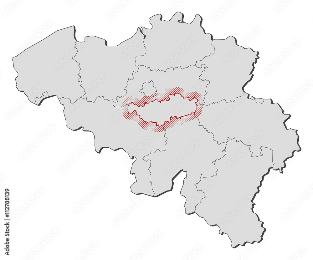 Map - Belgium, Walloon Brabant