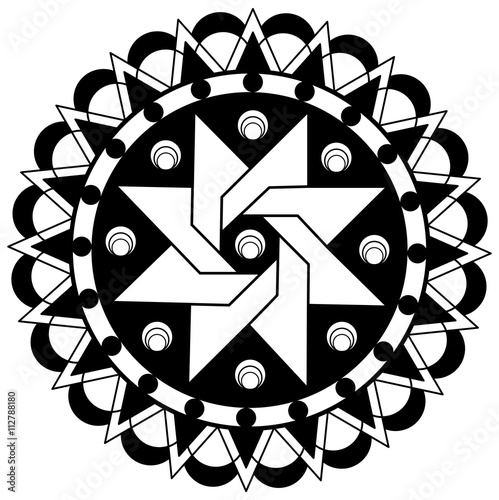 Vector illustration of a black and white mandala for coloring, mandala in bianco e nero vettoriale da colorare