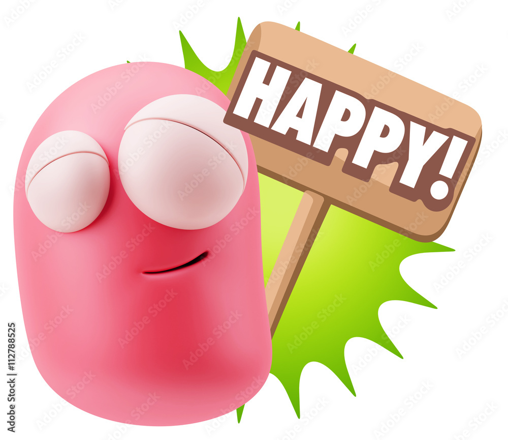 3d Rendering Smile Character Emoticon Expression saying Happy wi 3d Rendering Smile Character Emoticon Expression saying Happy wi