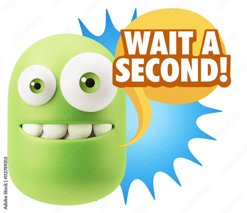 3d Illustration Laughing Character Emoji Expression saying Wait