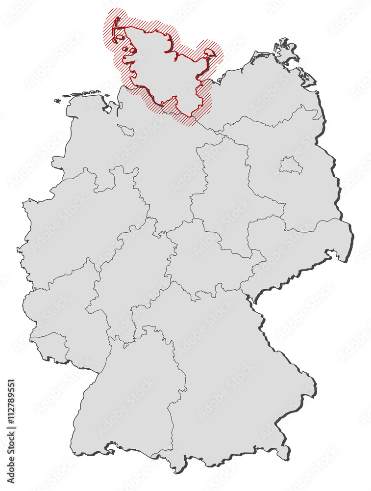 Obraz premium Map - Germany, Schleswig-Holstein