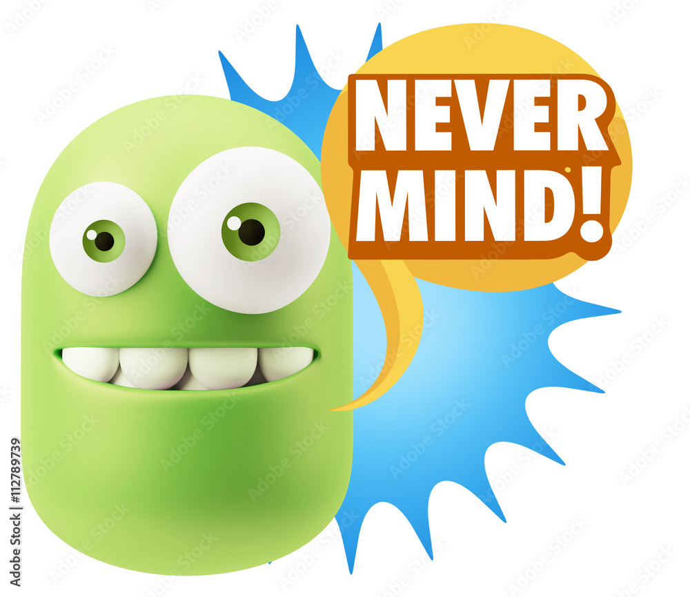 3d Rendering Smile Character Emoticon Expression saying Never Mi 3d Rendering Smile Character Emoticon Expression saying Never Mi
