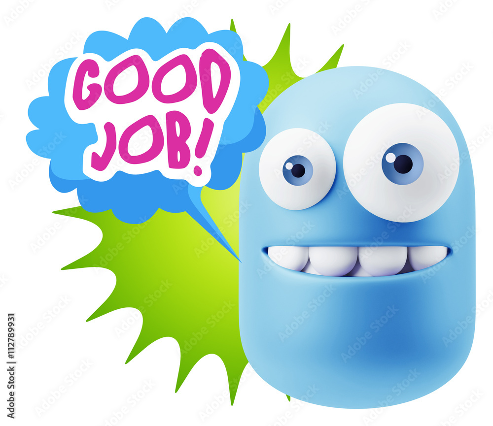 3d Rendering Smile Character Emoticon Expression saying Good Job 3d Rendering Smile Character Emoticon Expression saying Good Job