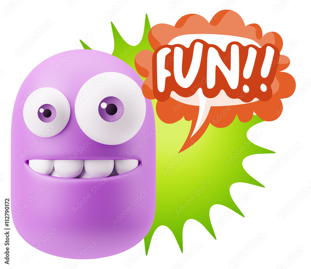 3d Illustration Laughing Character Emoji Expression saying Fun w