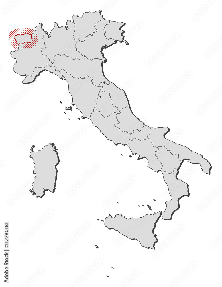 Fototapeta premium Map - Italy, Aosta Valley
