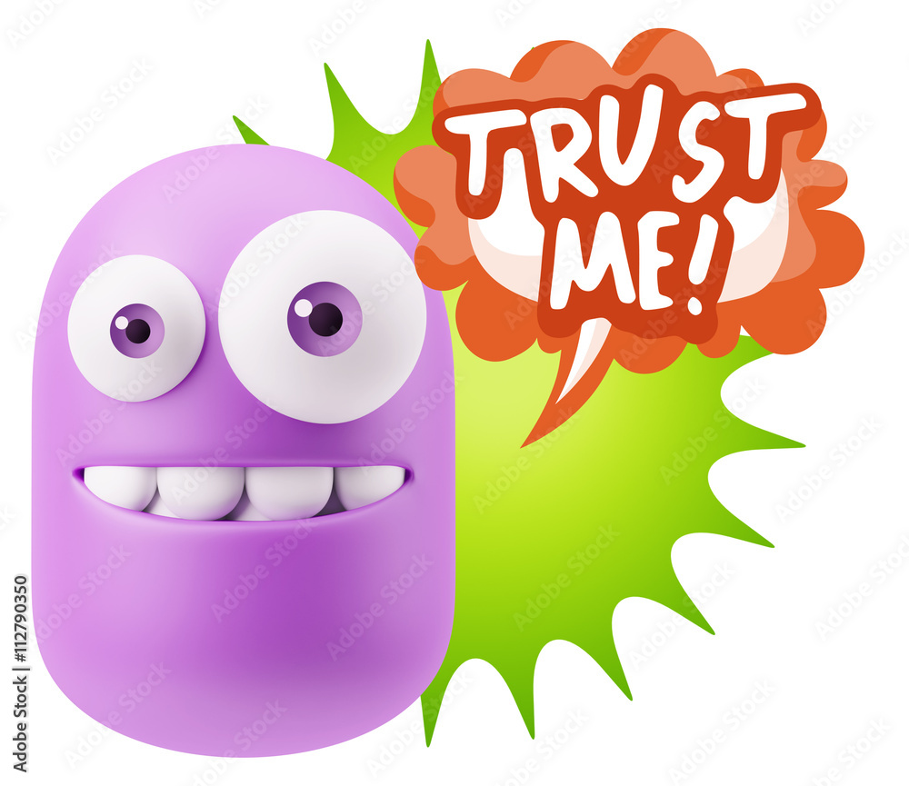 3d Illustration Laughing Character Emoji Expression saying Trust 3d Illustration Laughing Character Emoji Expression saying Trust