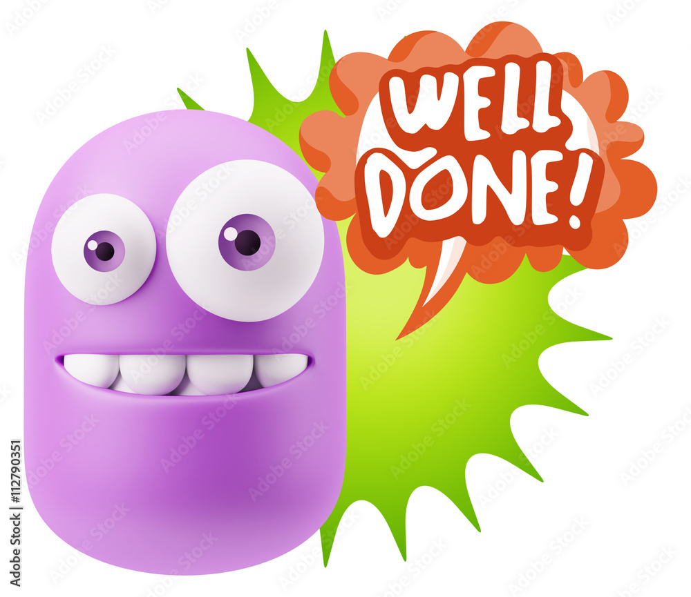 3d Rendering Smile Character Emoticon Expression saying Well Don 3d Rendering Smile Character Emoticon Expression saying Well Don