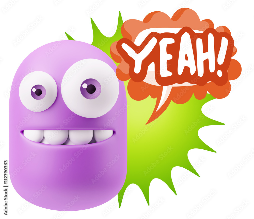 3d Illustration Laughing Character Emoji Expression saying Yeah