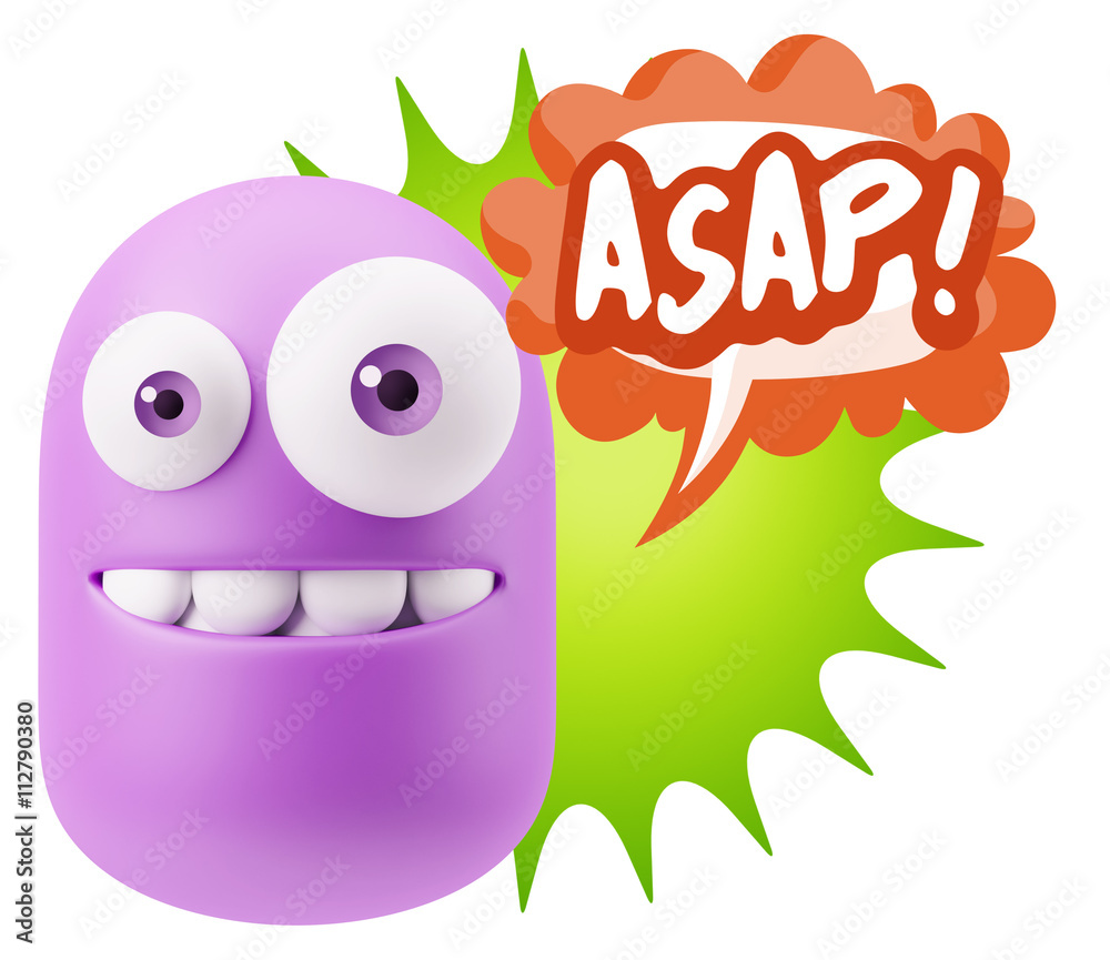 3d Illustration Laughing Character Emoji Expression saying Asap 3d Illustration Laughing Character Emoji Expression saying Asap