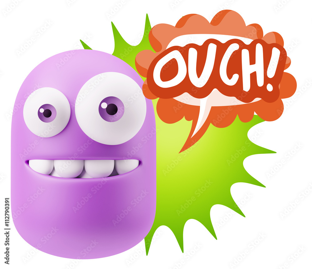 3d Illustration Laughing Character Emoji Expression saying Ouch 3d Illustration Laughing Character Emoji Expression saying Ouch