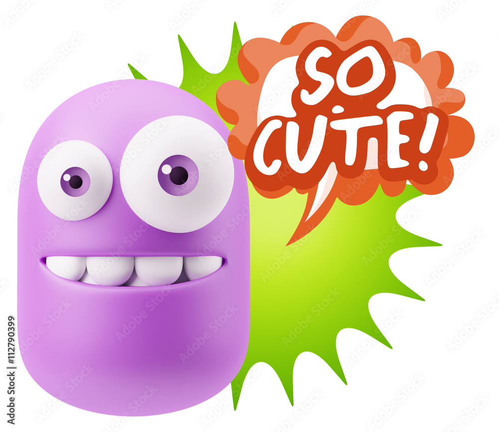 3d Illustration Laughing Character Emoji Expression saying So Cu
