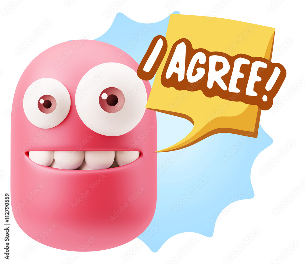 3d Illustration Laughing Character Emoji Expression saying I Agr 3d Illustration Laughing Character Emoji Expression saying I Agr