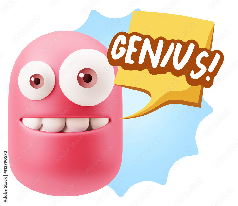 3d Illustration Laughing Character Emoji Expression saying Geniu
