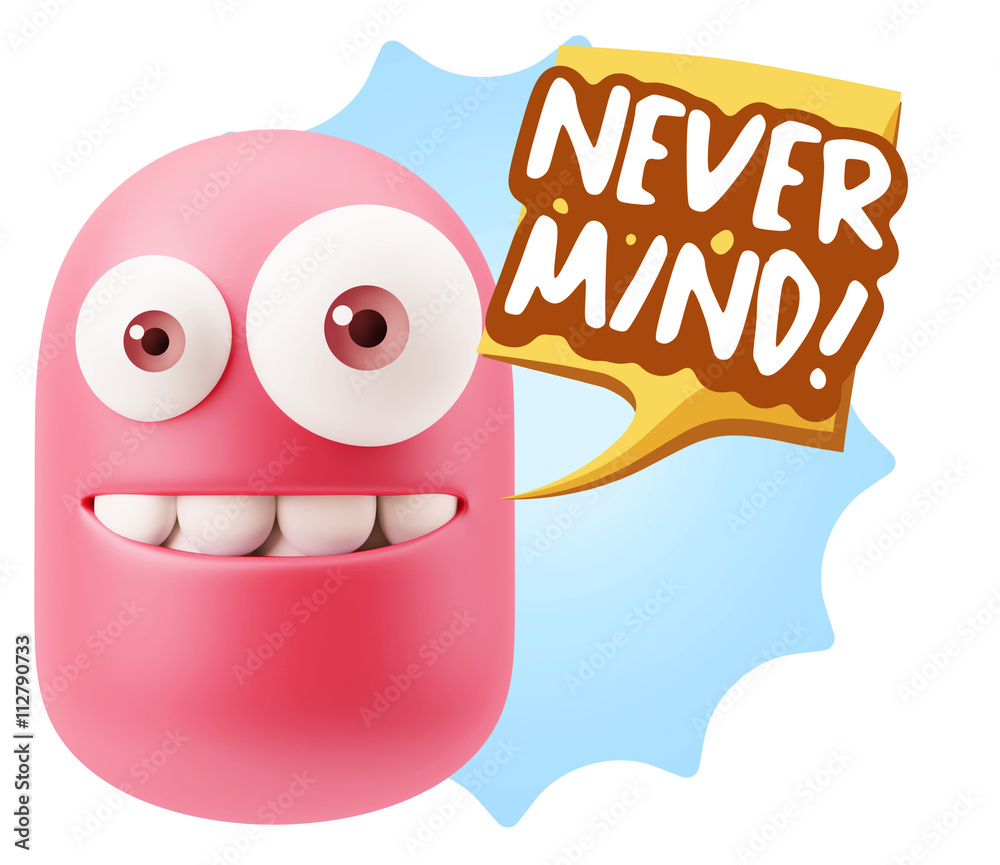 Obraz premium 3d Rendering Smile Character Emoticon Expression saying Never Mi