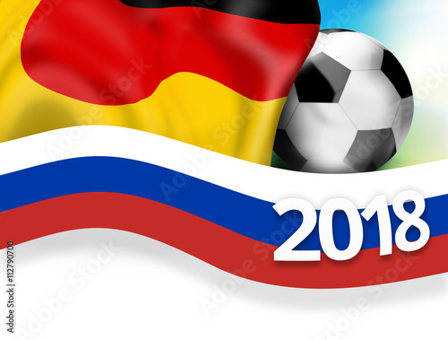 2018 football russia germany soccer flag background 3D