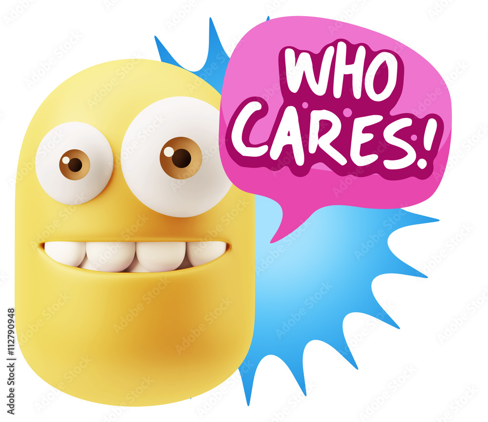 3d Illustration Laughing Character Emoji Expression saying Who C