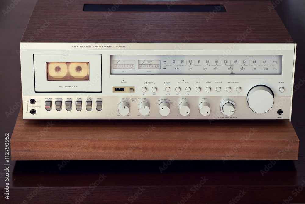 Fototapeta premium Vintage Cassette Deck Stereo Receiver Front