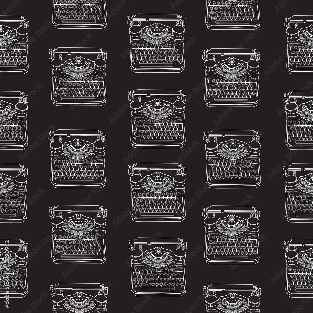 Seamless pattern with vintage typewriters