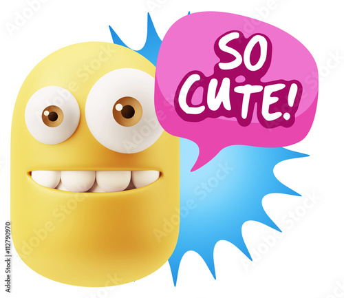 3d Illustration Laughing Character Emoji Expression saying So Cu