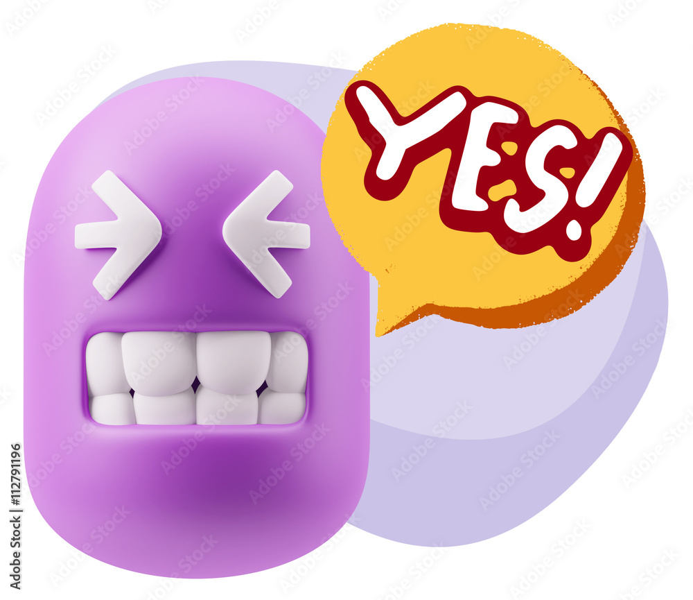 3d Rendering Smile Character Emoticon Expression saying Yes with 3d Rendering Smile Character Emoticon Expression saying Yes with