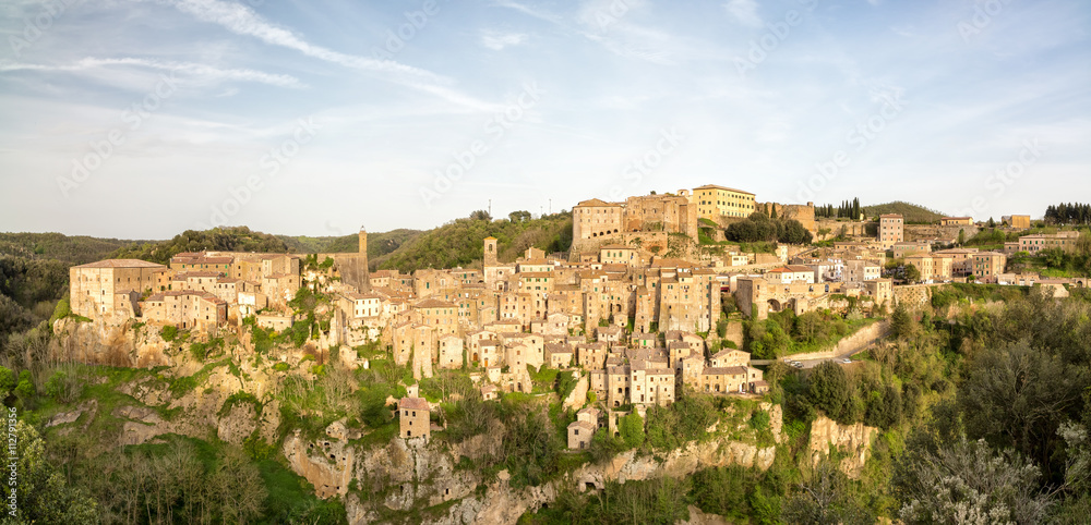 Panorama of Sorano historical town, Tuscany, Italy