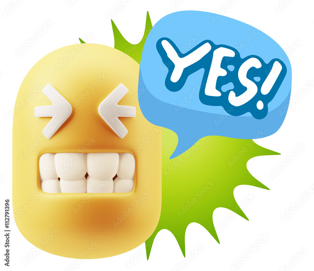 3d Rendering Smile Character Emoticon Expression saying Yes with 3d Rendering Smile Character Emoticon Expression saying Yes with