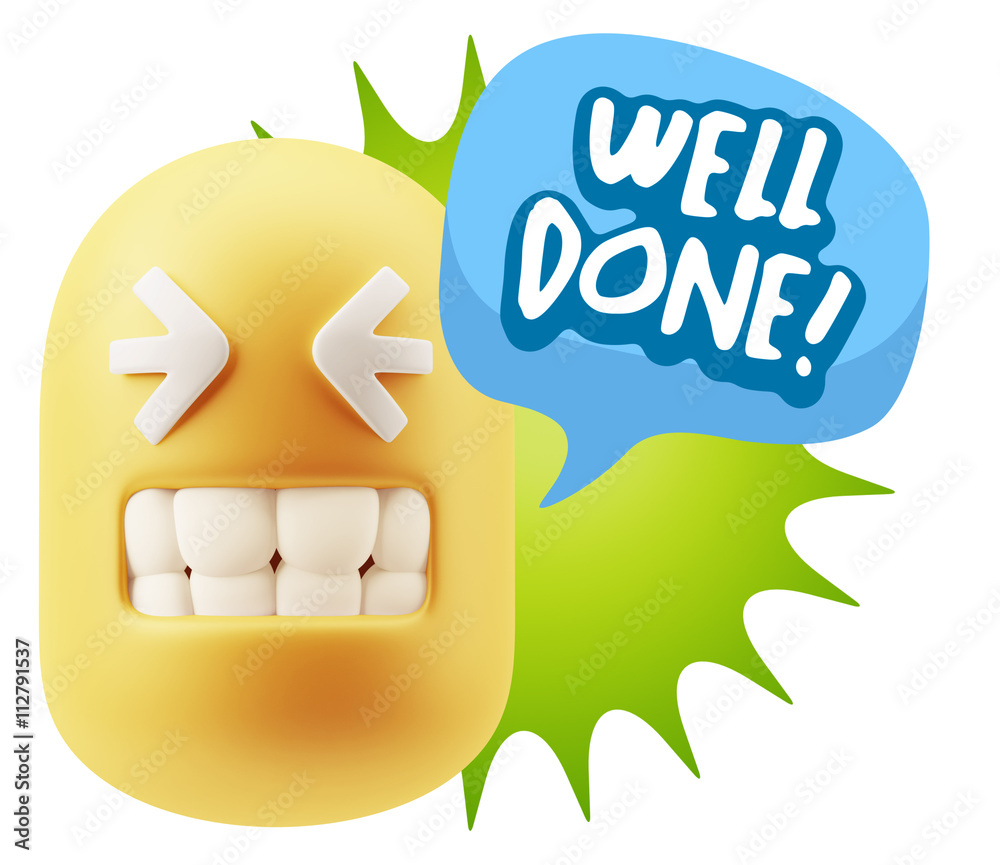 3d Rendering Smile Character Emoticon Expression saying Well Don 3d Rendering Smile Character Emoticon Expression saying Well Don