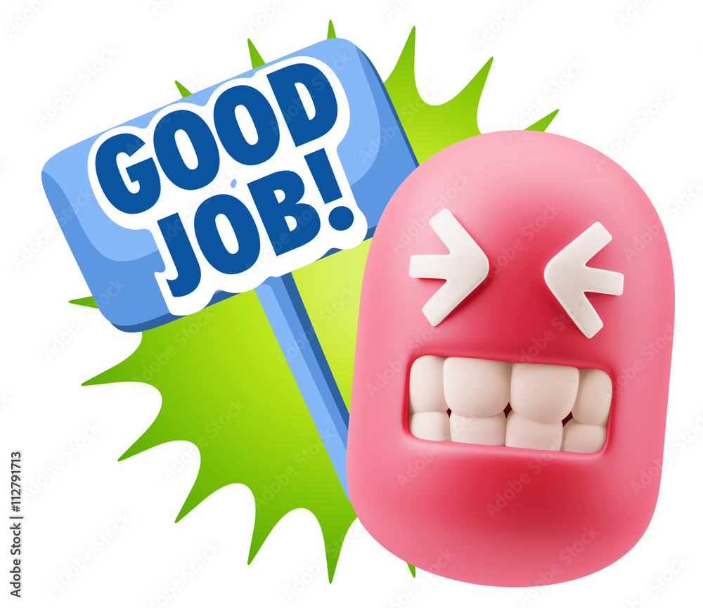 3d Rendering Smile Character Emoticon Expression saying Good Job 3d Rendering Smile Character Emoticon Expression saying Good Job