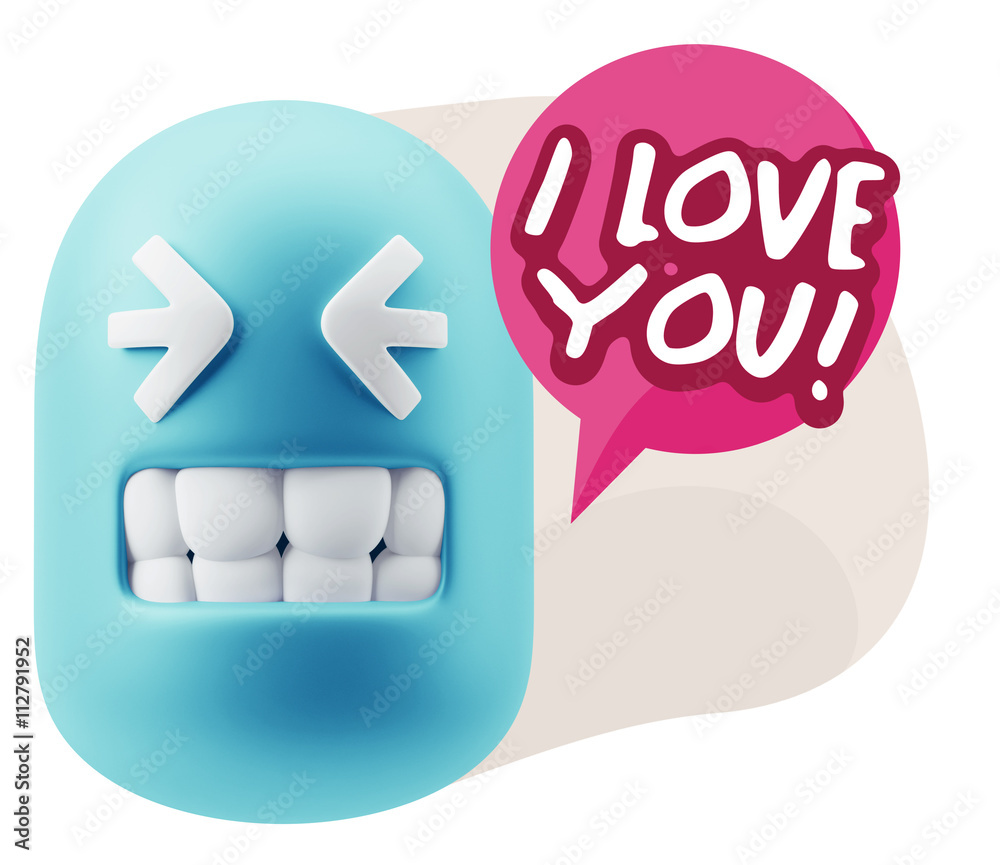 3d Rendering Smile Character Emoticon Expression saying I Love Y 3d Rendering Smile Character Emoticon Expression saying I Love Y