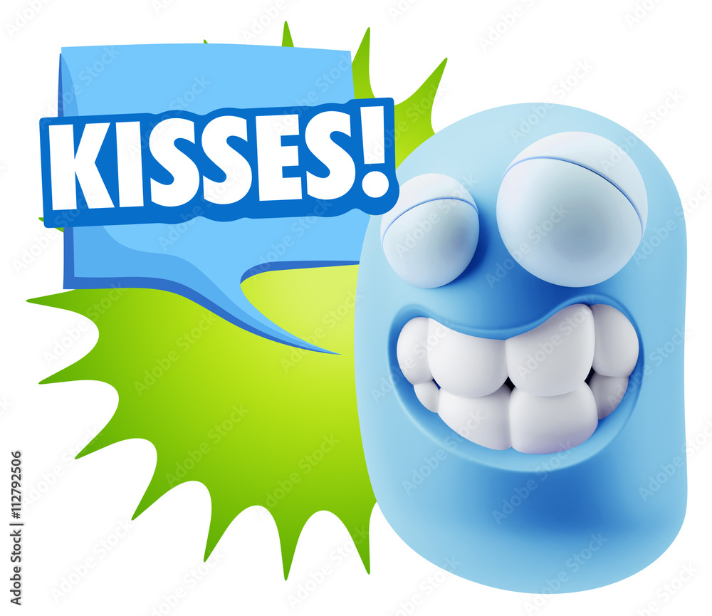 3d Rendering Smile Character Emoticon Expression saying Kisses w 3d Rendering Smile Character Emoticon Expression saying Kisses w