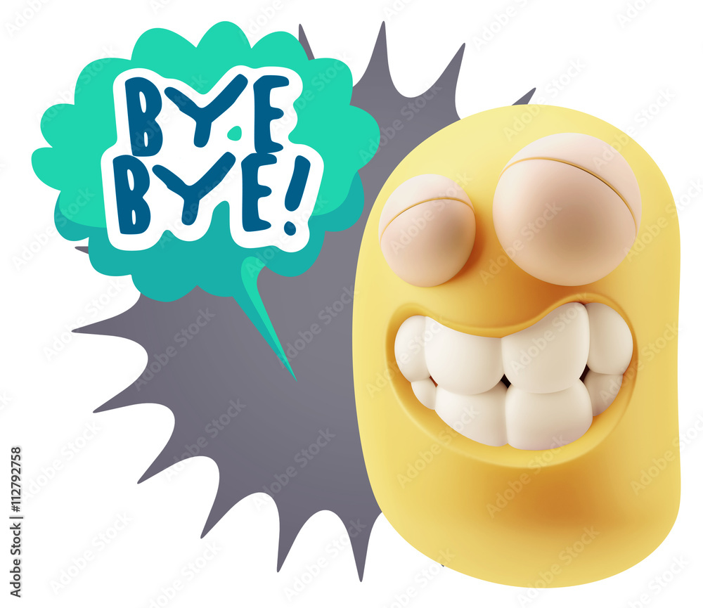 3d Rendering Smile Character Emoticon Expression saying Bye Bye 3d Rendering Smile Character Emoticon Expression saying Bye Bye
