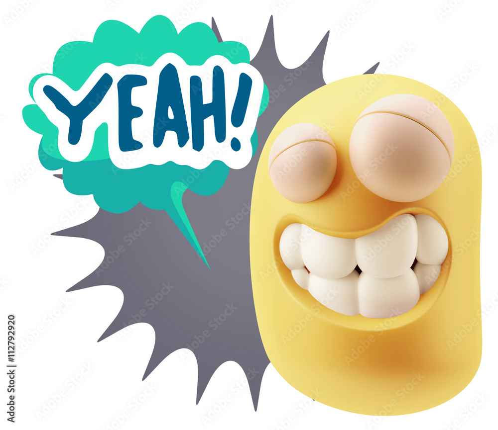3d Illustration Laughing Character Emoji Expression saying Yeah 3d Illustration Laughing Character Emoji Expression saying Yeah