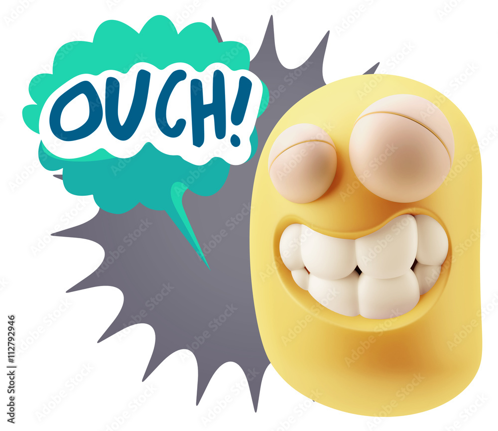 3d Illustration Laughing Character Emoji Expression saying Ouch 3d Illustration Laughing Character Emoji Expression saying Ouch