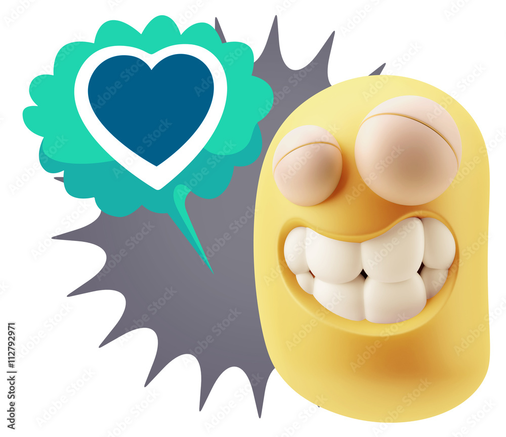3d Rendering Smile Character Emoticon Expressing Love with a Hea 3d Rendering Smile Character Emoticon Expressing Love with a Hea