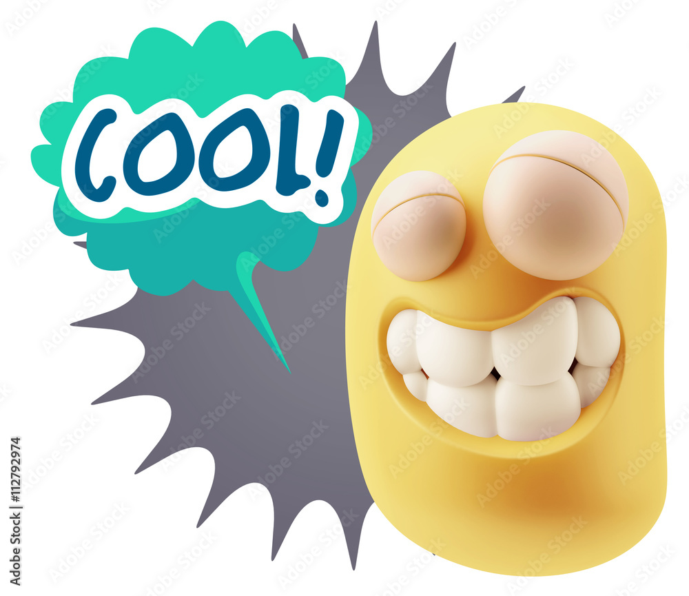 3d Illustration Laughing Character Emoji Expression saying Cool