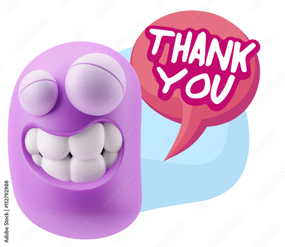 3d Illustration Laughing Character Emoji Expression saying Thank