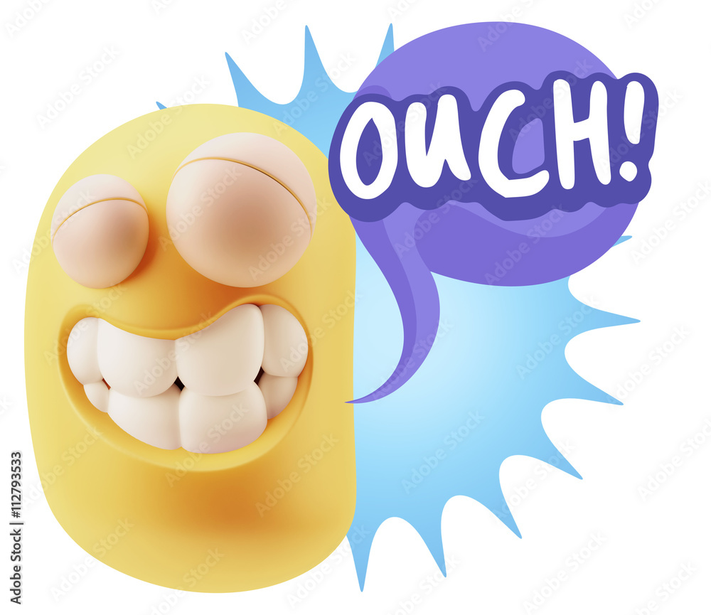 3d Illustration Laughing Character Emoji Expression saying Ouch 3d Illustration Laughing Character Emoji Expression saying Ouch