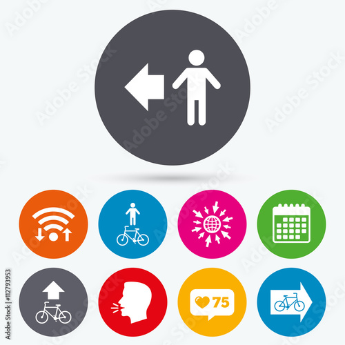 Pedestrian road icon. Bicycle path trail sign.