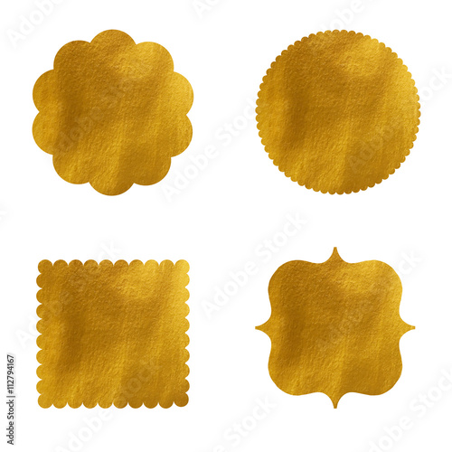 gold tags on white background