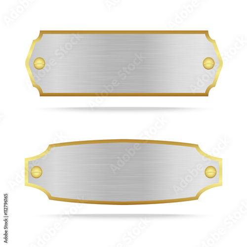 Silver metal label with screw
