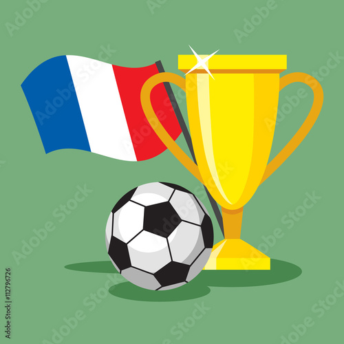 soccer football ball on French flag background. Vector illustration.