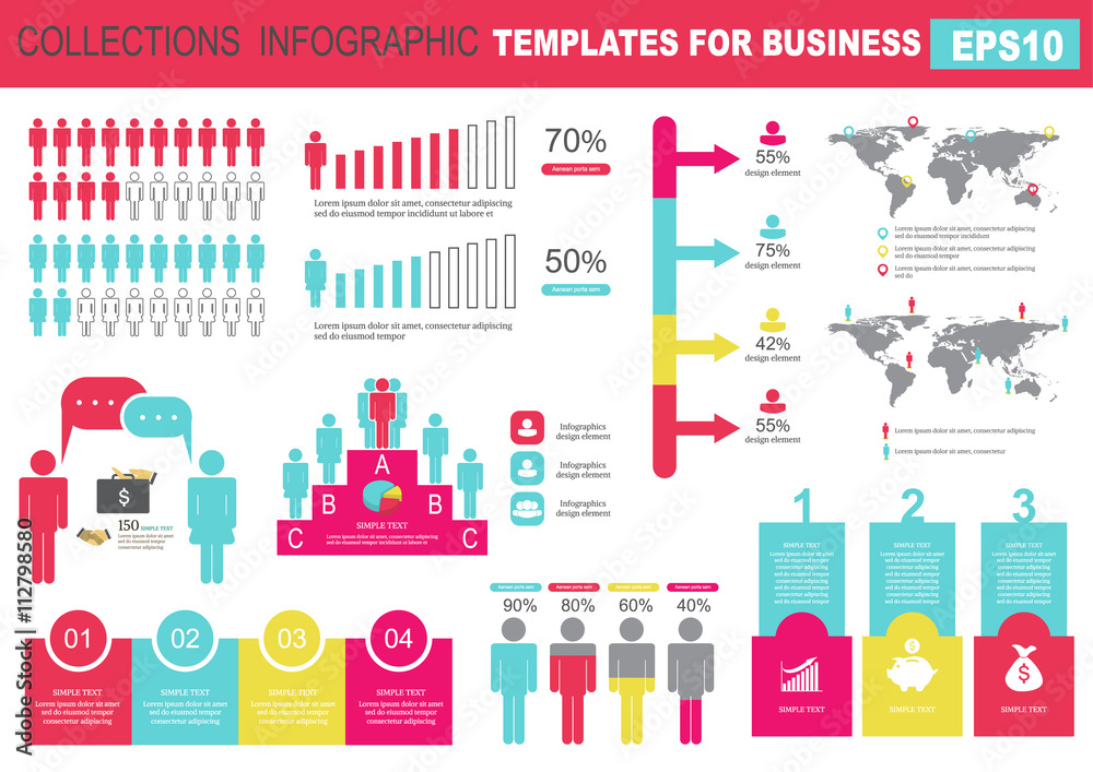 Collection of infographic people  elements for business.Vector i