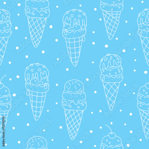 Seamless pattern with sweet ice cream 