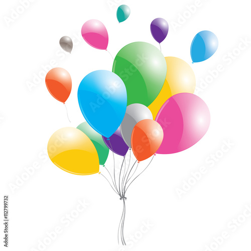 Multicolored balloons on a white background. Balloons on sky.