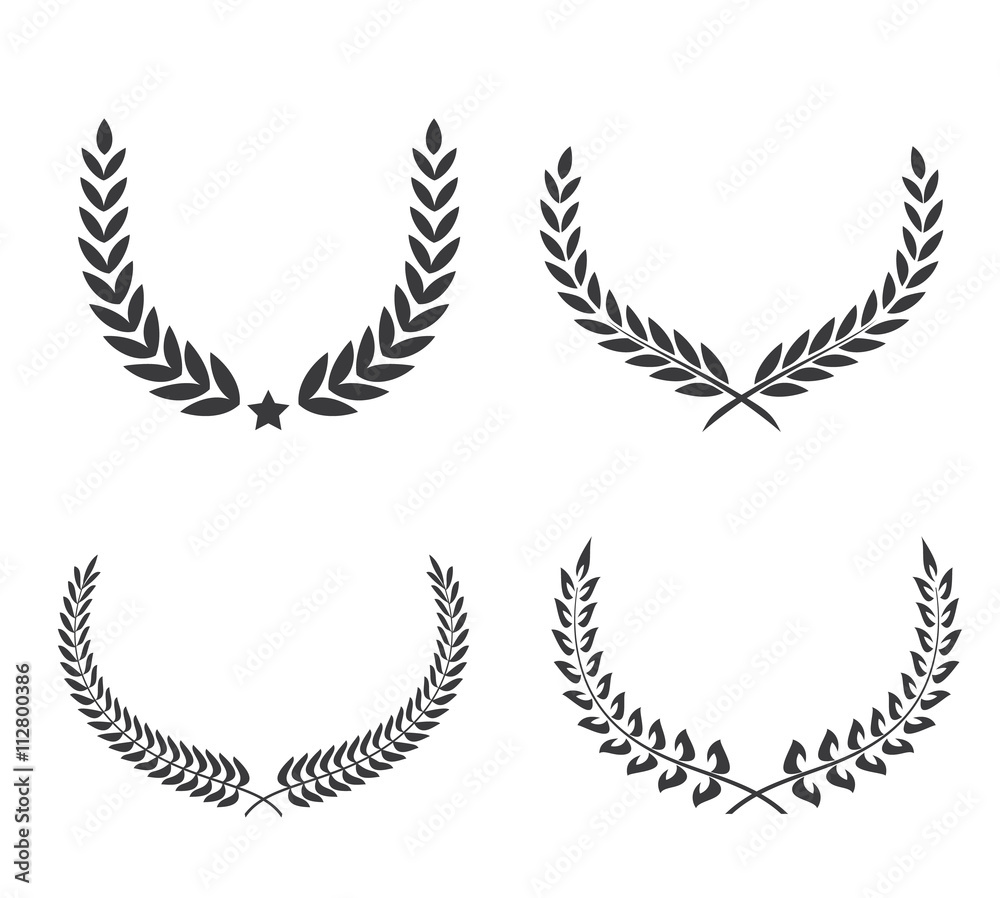 Crest logo element set,Set of award laurel wreaths and branches,vector