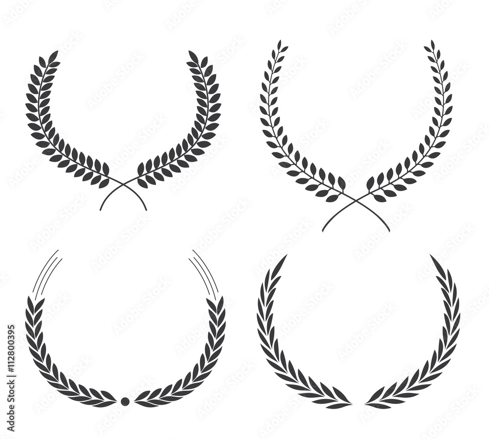 Crest logo element set,Set of award laurel wreaths and branches,vector illustration.