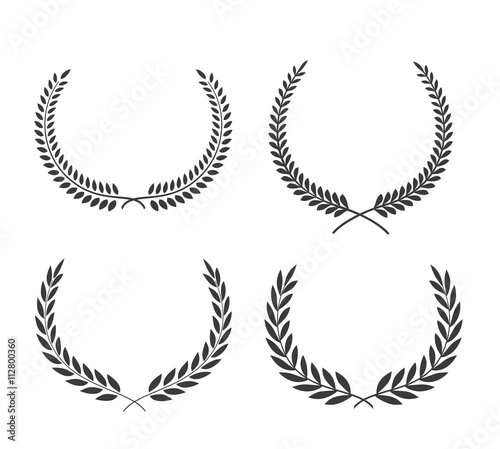 Crest logo element set,Set of award laurel wreaths and branches,vector illustration.