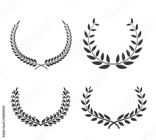 Crest logo element set Set of award laurel wreaths and branches vector illustration.
