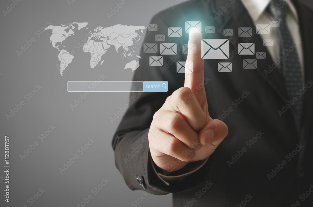 touching virtual icon social network touching virtual icon social network